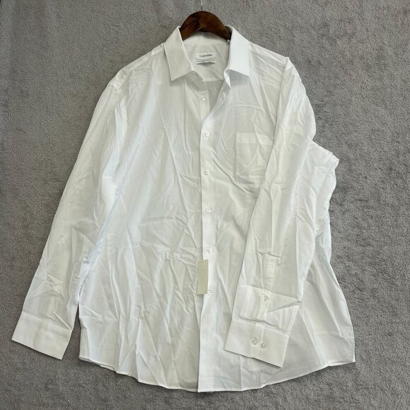 NEW Calvin Klein Men's XL White Button Down Dress Shirt Active Stretch - Picture 2 of 10
